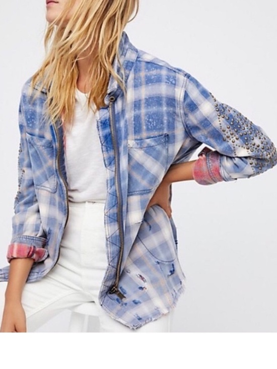Free People Jackets & Blazers - FREE PEOPLE FLANNEL STUDDED SHACKET